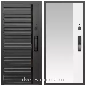 Красивые входные двери, Умная входная смарт-дверь Армада Каскад BLACK МДФ 10 мм Kaadas K9 / МДФ 16 мм ФЛЗ-Панорама-1, Белый матовый