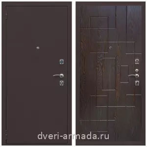 Входные двери толщиной 60 мм, Дверь входная Армада Комфорт Антик медь / МДФ 16 мм ФЛ-57 Дуб шоколад