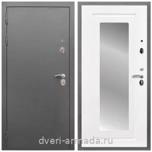 Входные двери с зеркалом и теплоизоляцией, Дверь входная Армада Оптима Антик серебро / МДФ 16 мм ФЛЗ-120 Ясень белый