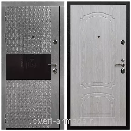 Дверь входная Армада Престиж Черная шагрень МДФ 16 мм Штукатурка графит / ФЛ-140 Дуб белёный