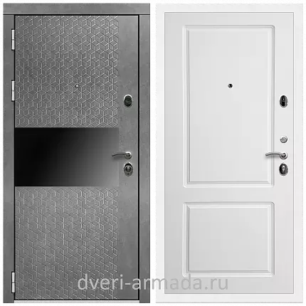 Дверь входная Армада Престиж Белая шагрень МДФ 16 мм Штукатурка графит / ФЛ-117 Белый матовый
